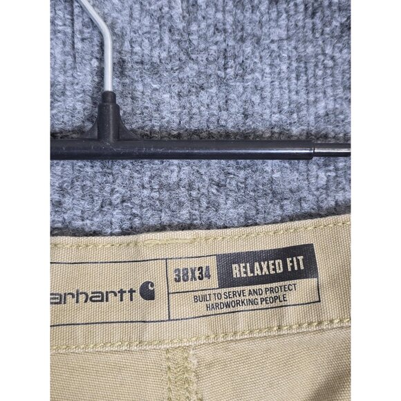 Carhartt Pants Mens 38x34 Tan Rugged Flex Relaxed Fit Canvas Work Carpenter - Picture 5 of 10